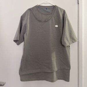Ader Error SS22 Grey Layered T-Shirt – Oversized Deconstructed Tee – Size A2